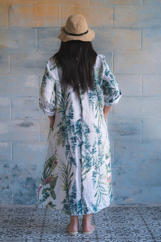 Italian Linen Maxi Dresses Beighe Floral