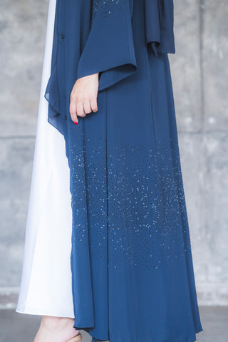 Leena Luxury Dubai Navy Blue Abaya with Sheila code 004