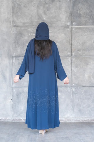 Leena Luxury Dubai Navy Blue Abaya with Sheila code 004