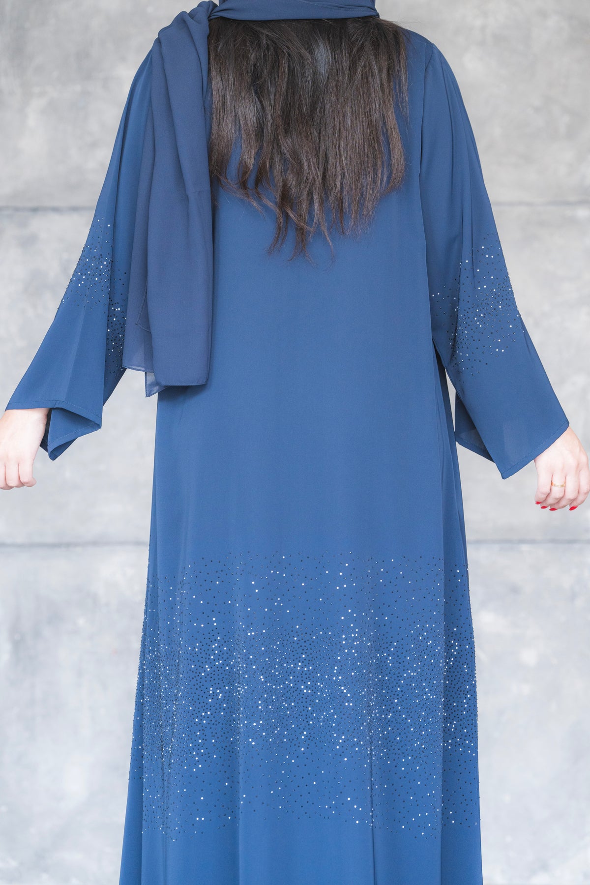 Leena Luxury Dubai Navy Blue Abaya With Sheila Code 004