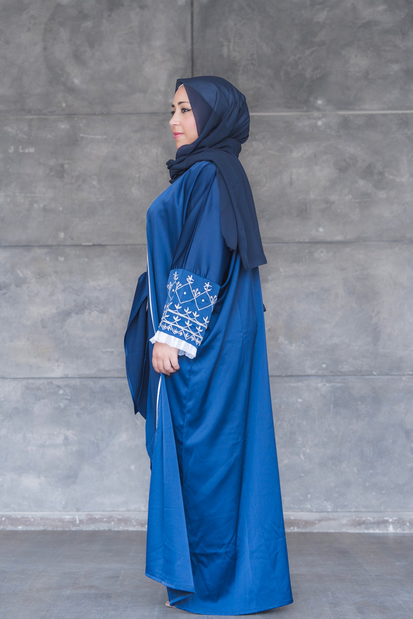 Hedaya Luxury 2 pieces  navy blue Dubai abaya dress Code 002