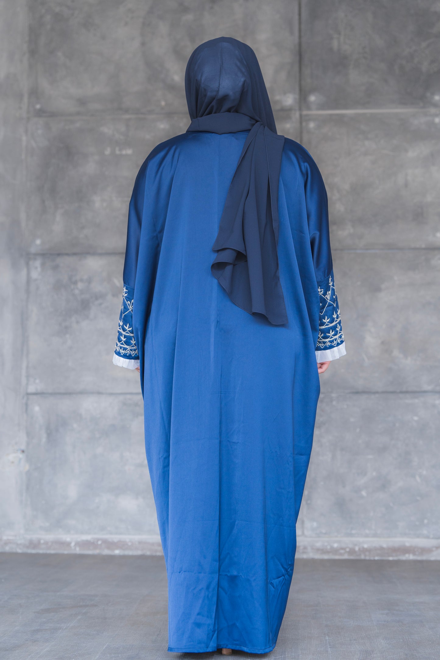 Hedaya Luxury 2 pieces  navy blue Dubai abaya dress Code 002