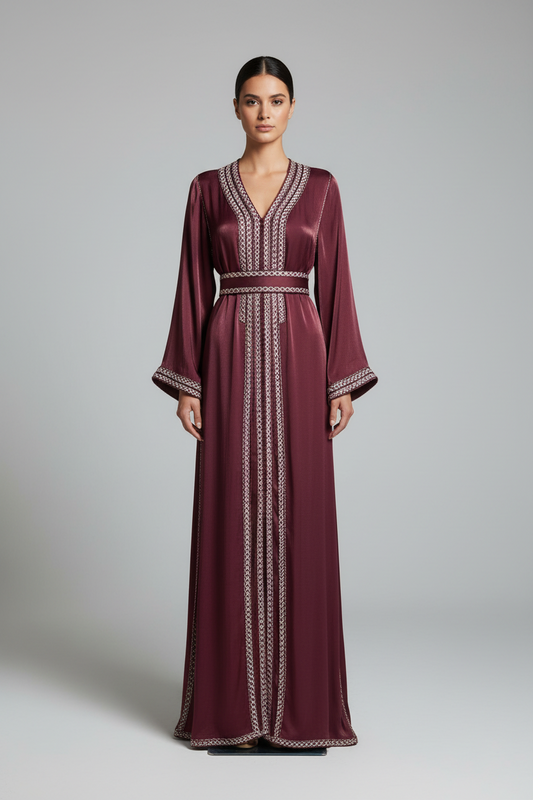 Yamna Burgundy Organza caftan