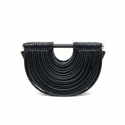 Faux Leather Half-Moon Noodle Bag