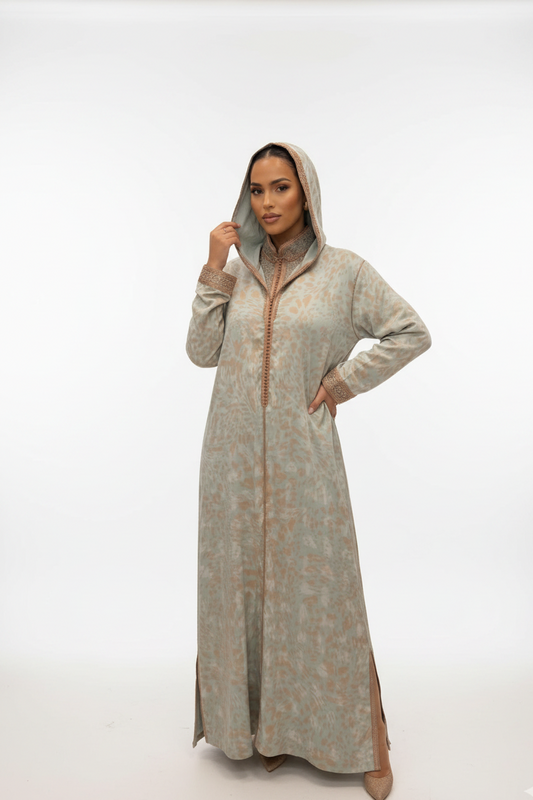 Jacquard silk embroidered 2 pieces jellaba
