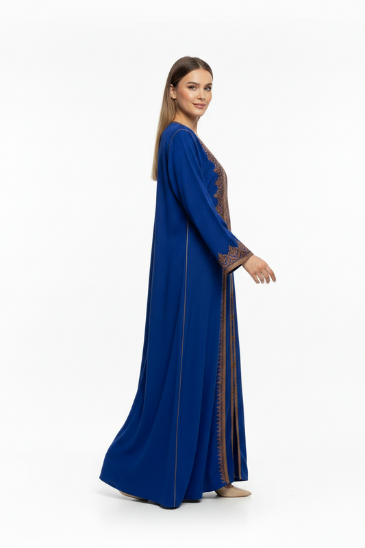 Embroidered Royal Blue 2 piece Caftan dress
