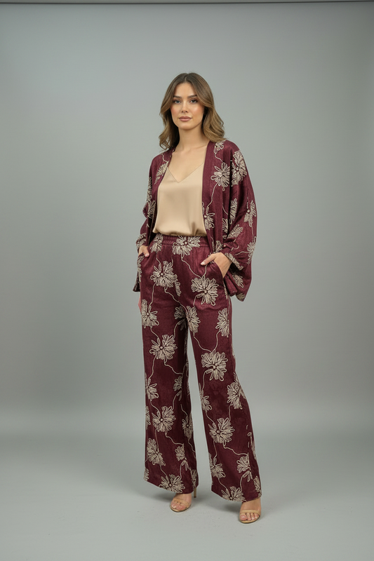 Orfenegro kimono burgundy set