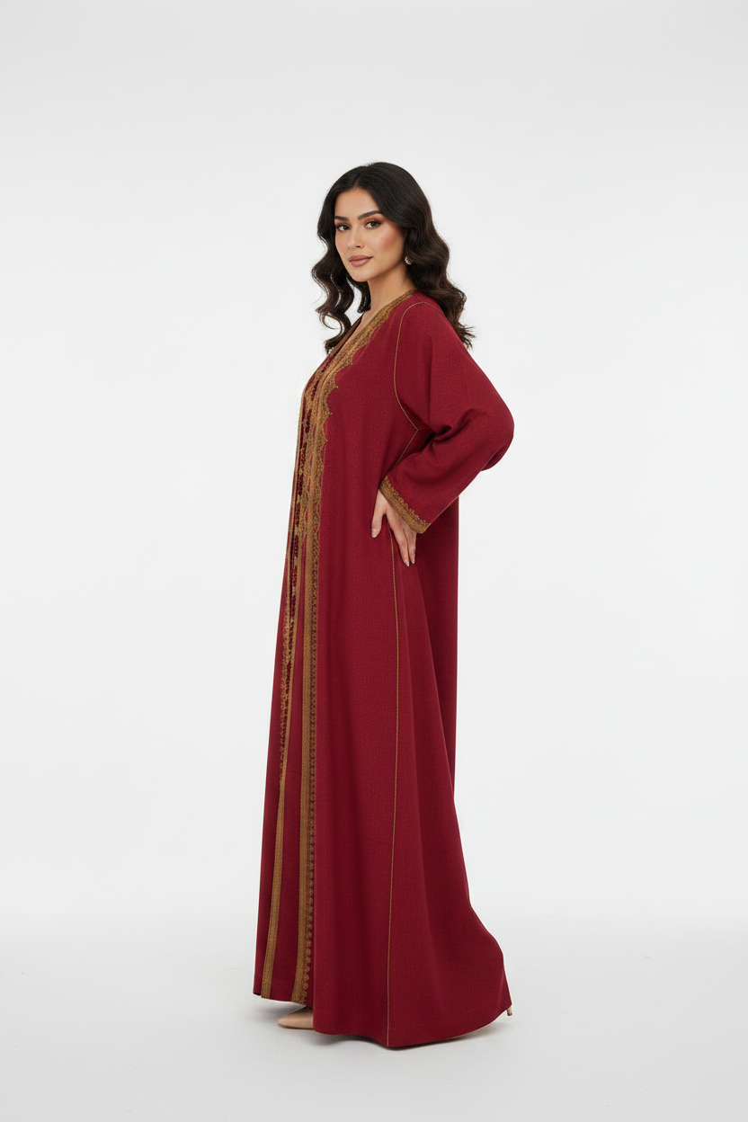 Two-Tone Embroidered 2-Piece Kaftan Dress