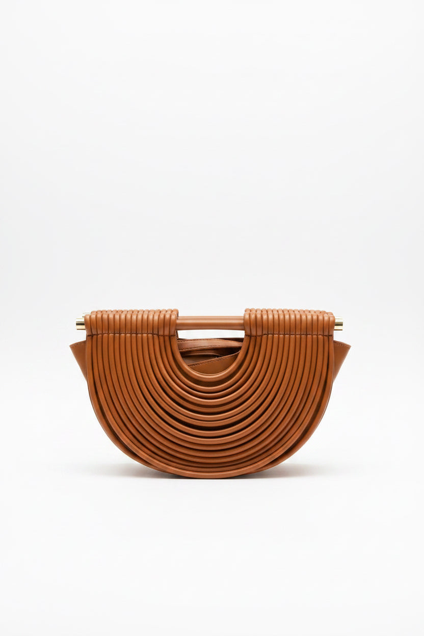 Faux Leather Half-Moon Noodle Bag