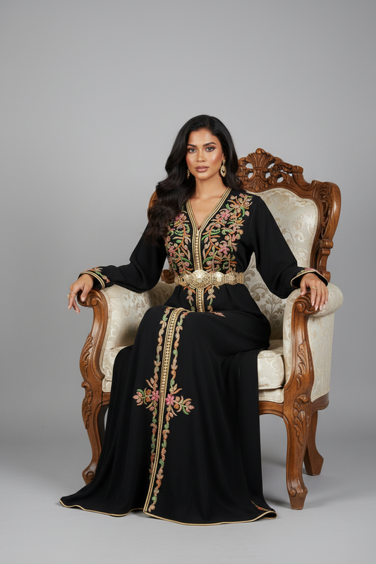Midnight Handcrafted Beaded Caftan