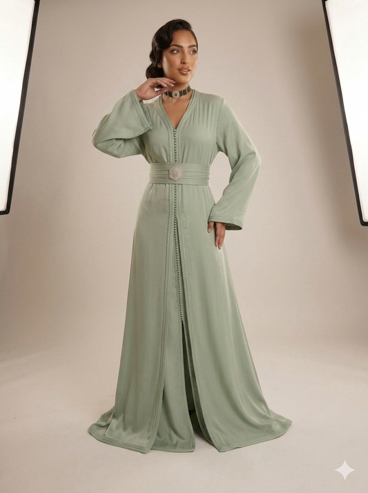 Premium Organza Sage Caftan