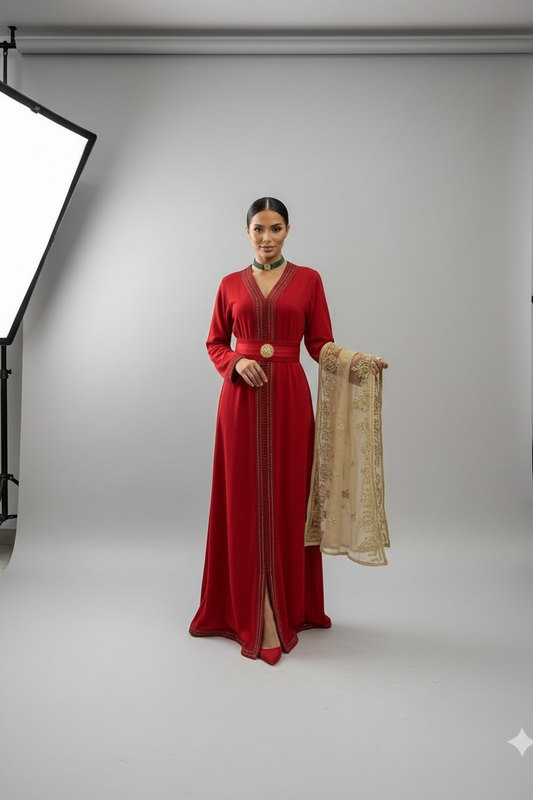 The Red beaded 1 piece Kaftan