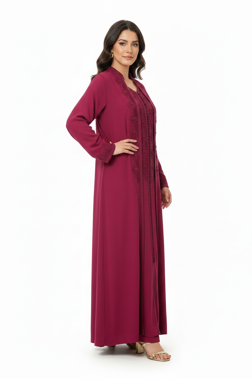 Embroidered 2-Piece Kaftan Dress