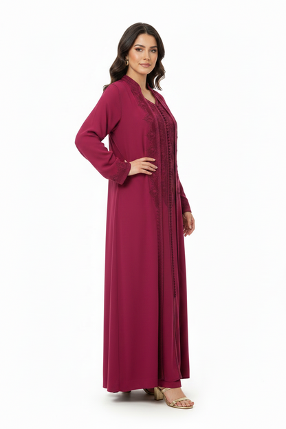 Embroidered 2-Piece Kaftan Dress