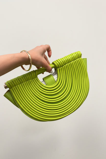Faux Leather Half-Moon Noodle Bag