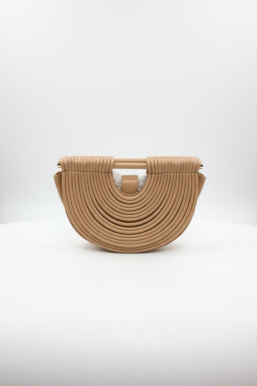 Faux Leather Half-Moon Noodle Bag
