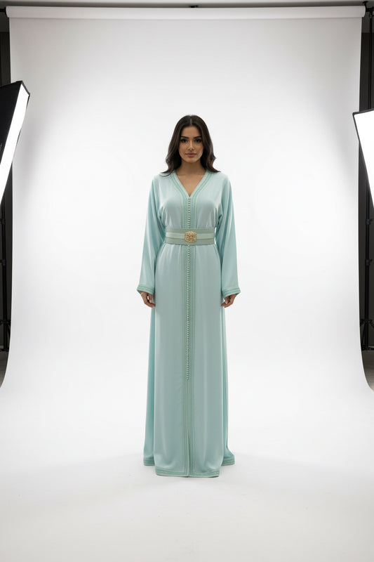 The Aqua beaded 1 piece Kaftan