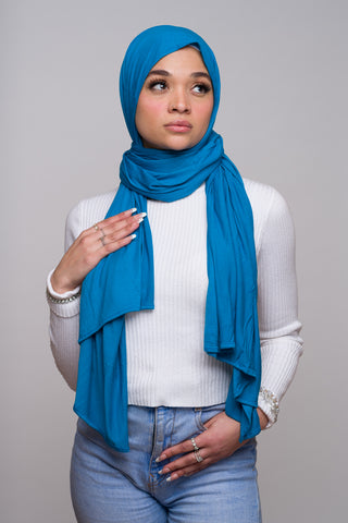 WATER BLUE COTTON JERSEY HIJAB