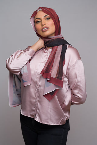 Victoria Red Printed Chiffon Hijab