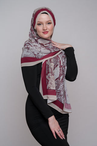 Pohutukawa Snakeskin Printed Chiffon Hijab