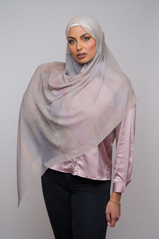 Lilac Smoke Printed Chiffon Hijab