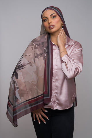 Vino Tinto Printed Chiffon Hijab