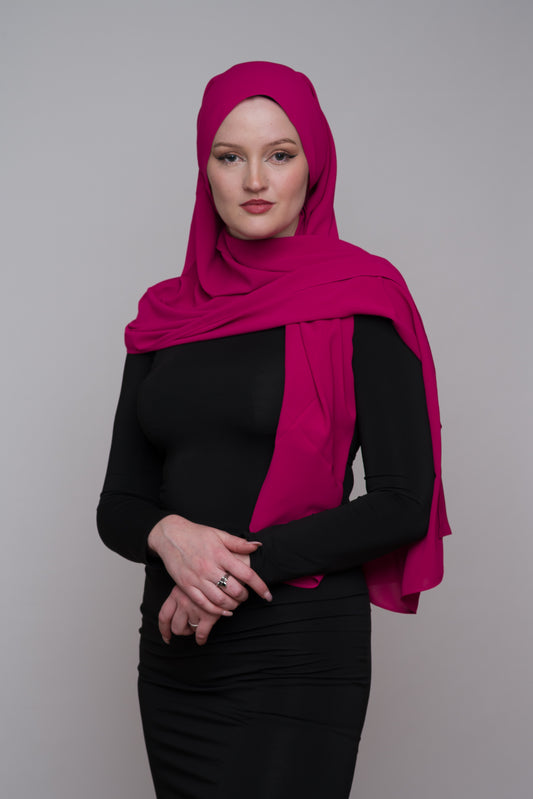 VIOLET RED DIAMOND CHIFFON HIJAB