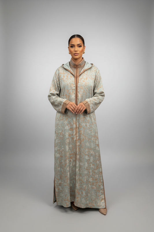 Jacquard silk embroidered 2 pieces jellaba