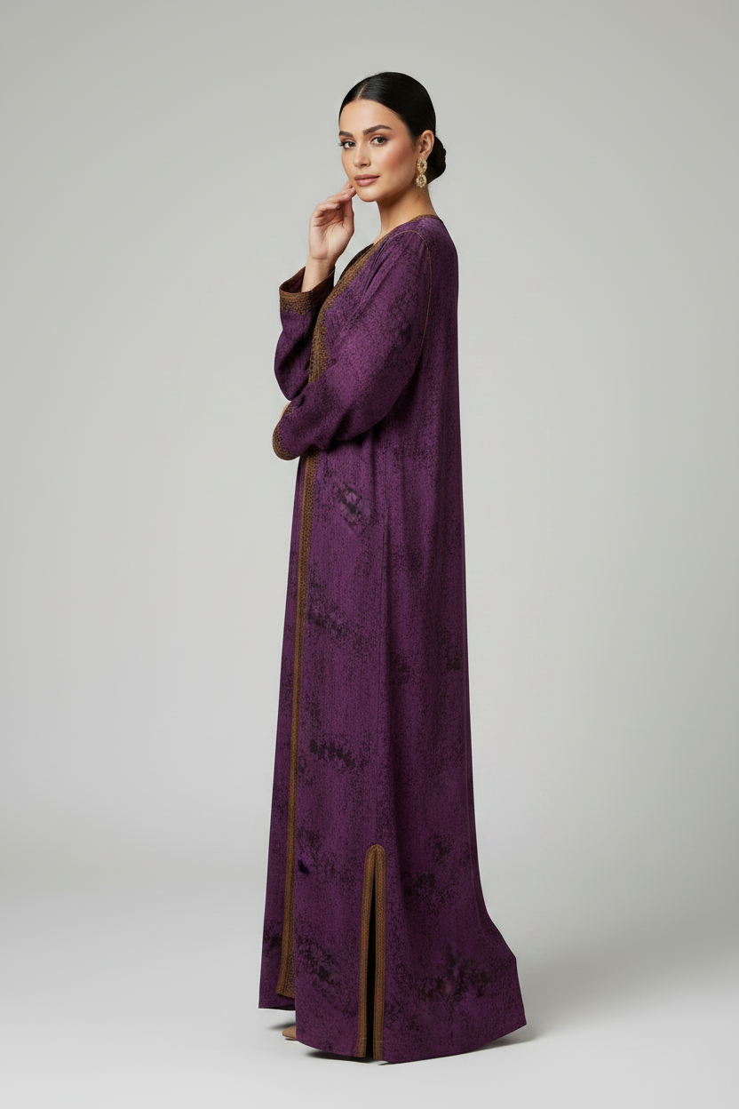 Two-Tone Embroidered 2-Piece Kaftan Dress