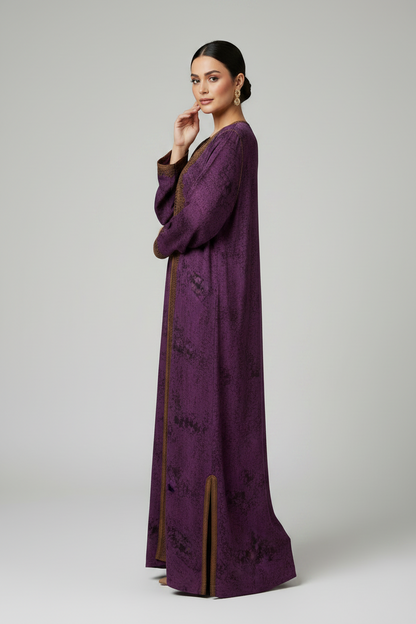 Two-Tone Embroidered 2-Piece Kaftan Dress