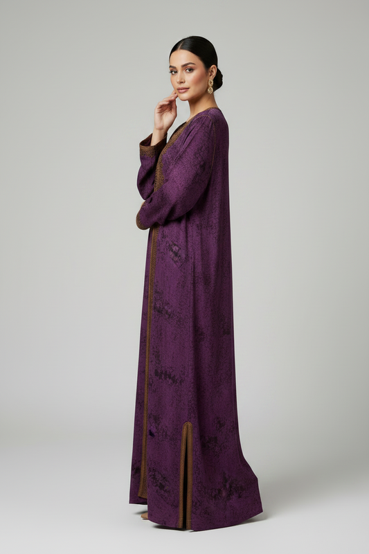 Embroidered Purple 2 piece Caftan dress