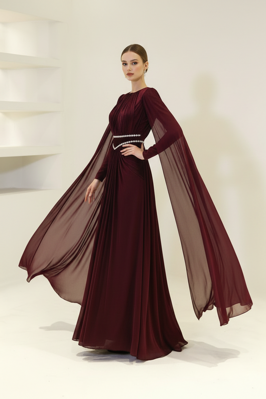 Veloura Burgundy — Luxe Evening Gown