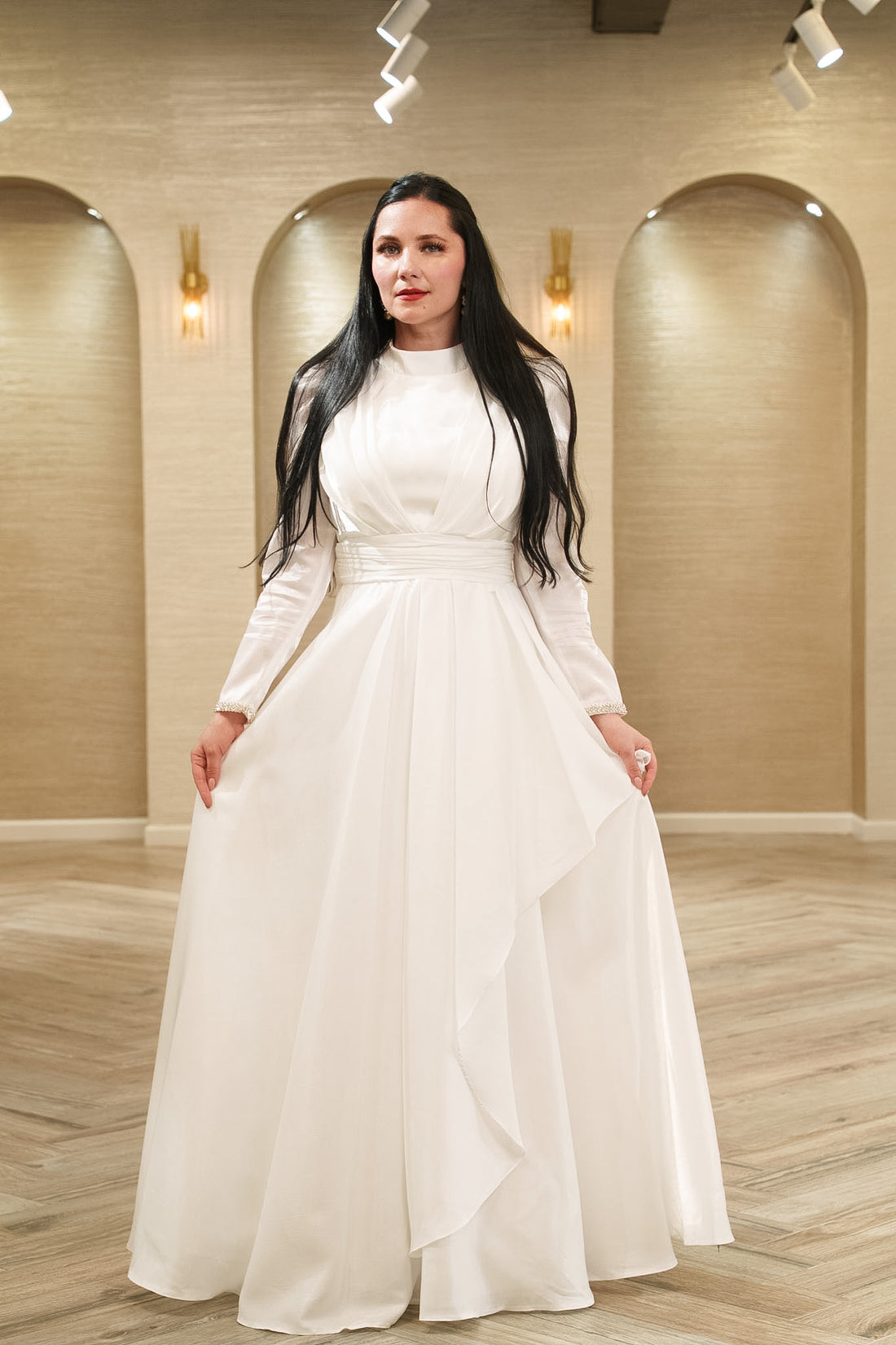 Celeste High Neck Ruffle Bridal Gown