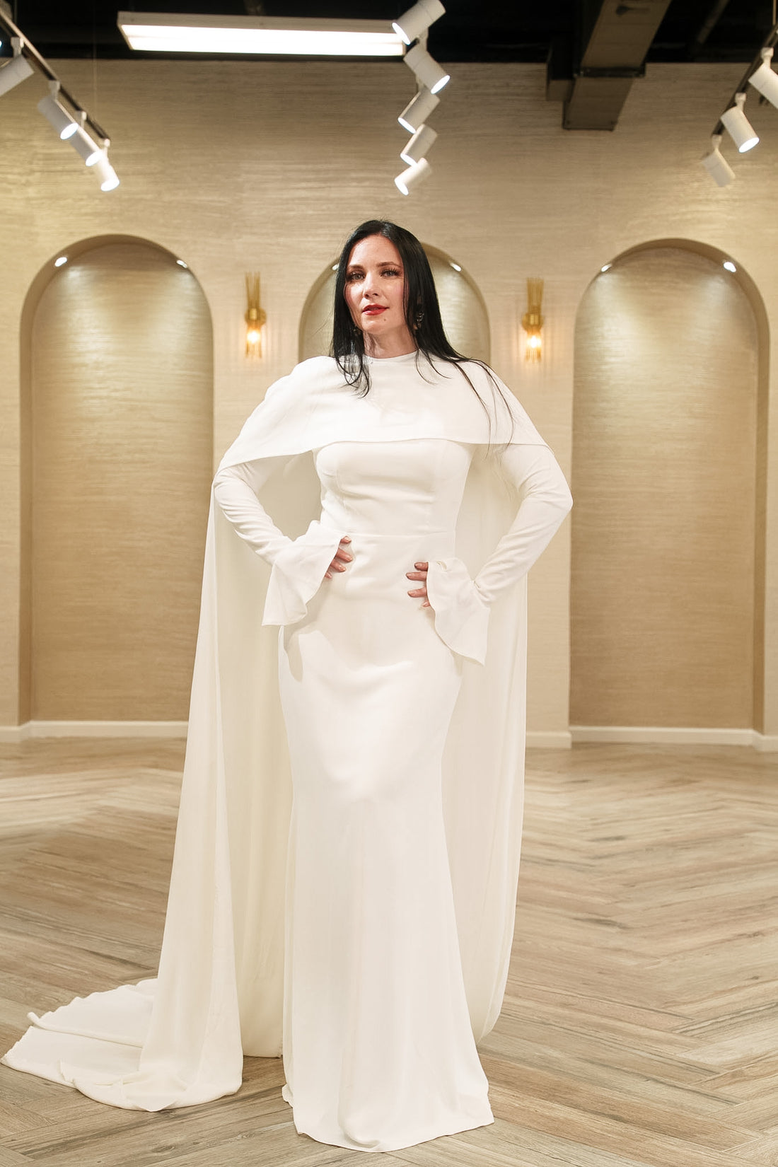 Seraphina Bridal Gown with Shoulder Cape