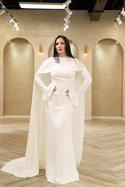 Seraphina Bridal Gown with Shoulder Cape