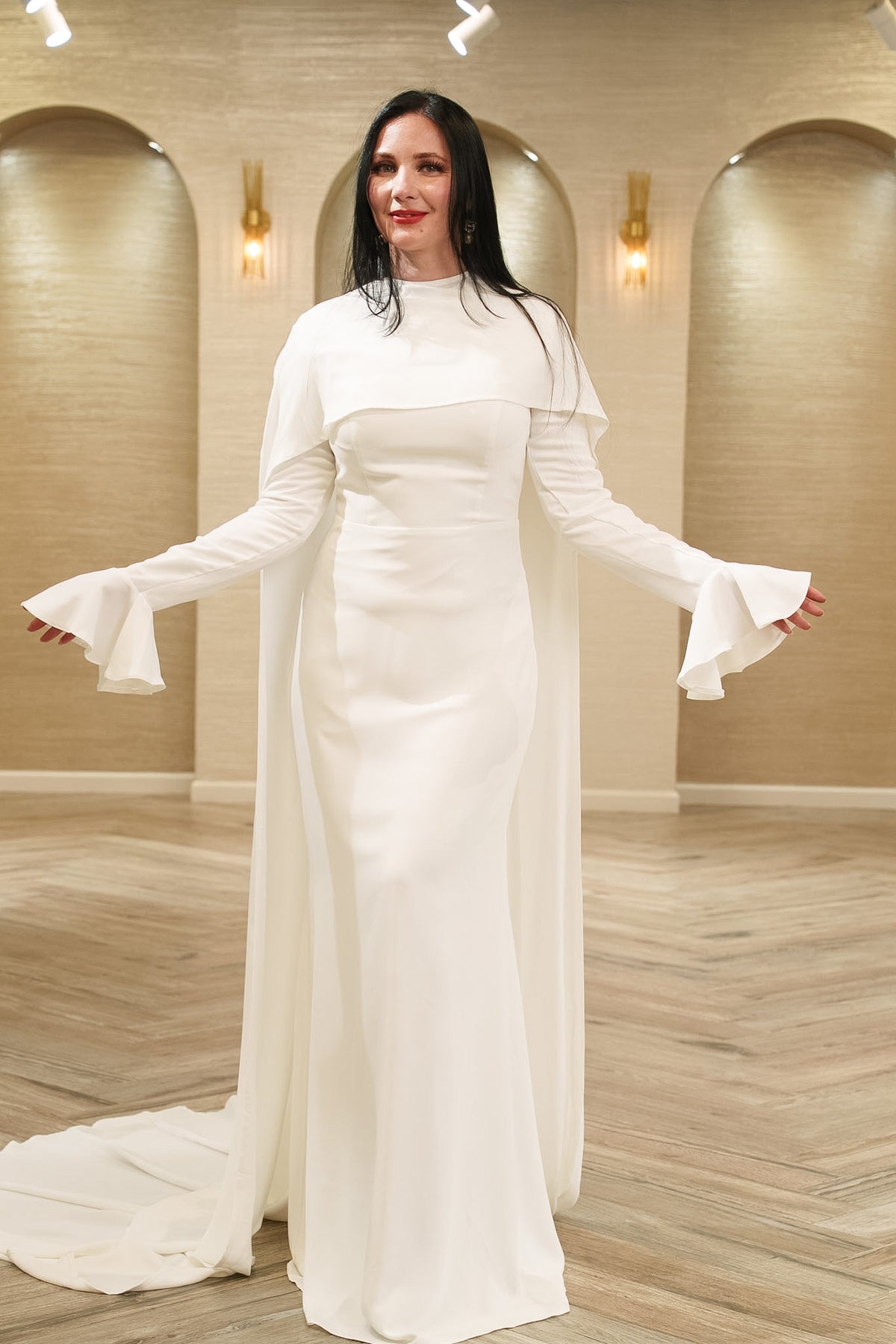 Seraphina Bridal Gown with Shoulder Cape