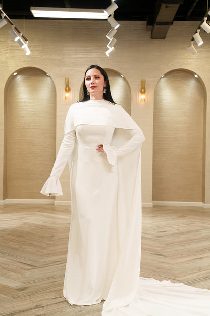Seraphina Bridal Gown with Shoulder Cape