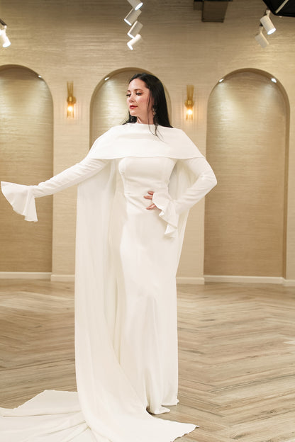 Seraphina Bridal Gown with Shoulder Cape