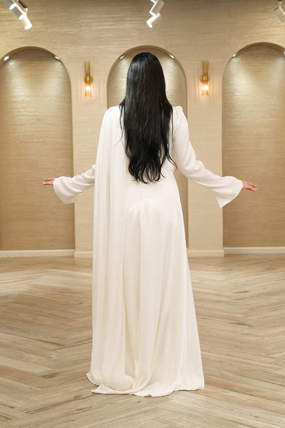 Aurora Pearl Neckline Bridal Gown with Shoulder Cape