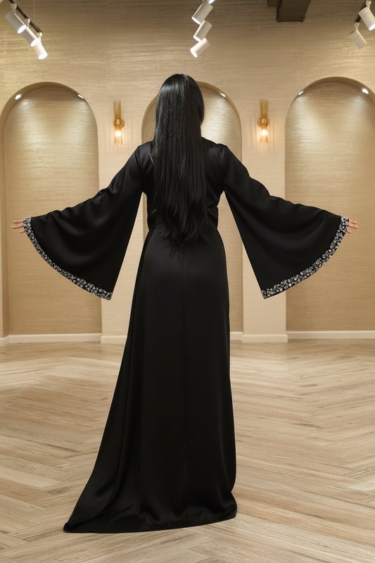 Black With Beaded Cape Eclipse Cascade Gown
