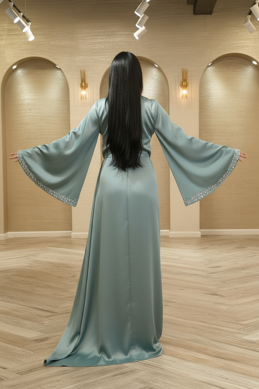 Bat Sleeves Mechy Cloaked Fish Gown mint green