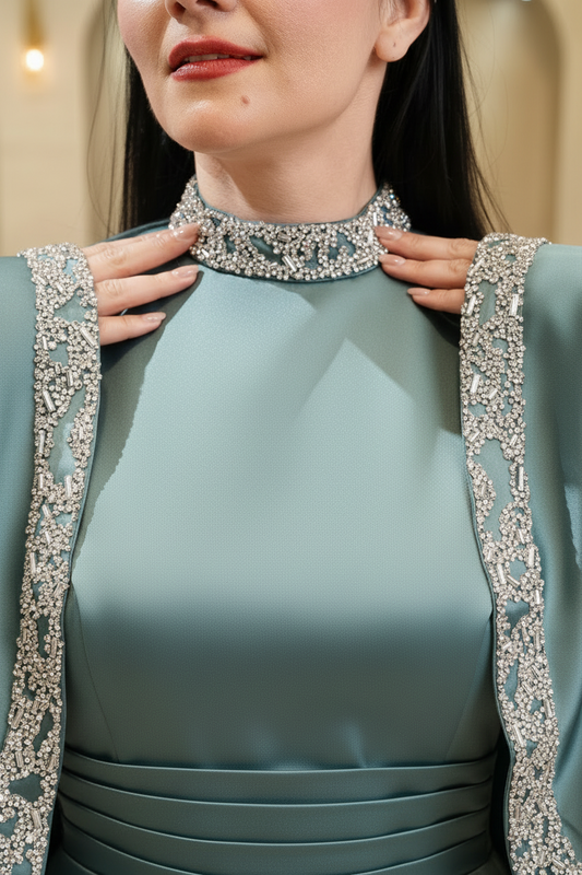 Bat Sleeves Mechy Cloaked Fish Gown mint green