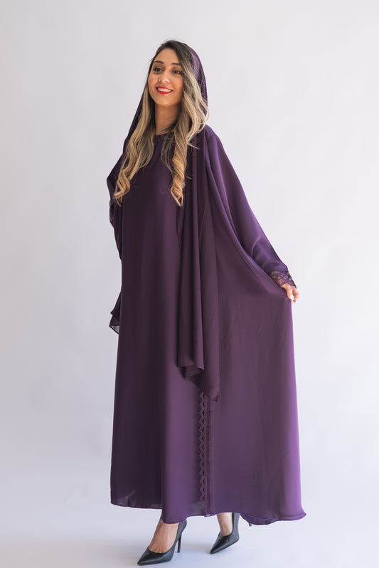 2 pieces moove dantel abaya with sheila