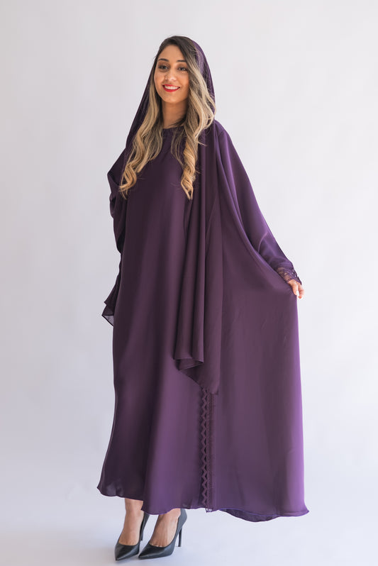 2 pieces moove dantel abaya with sheila