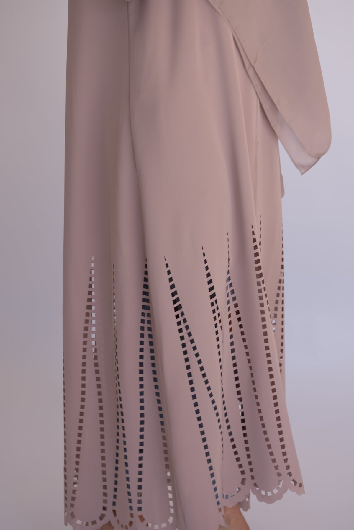 Beige Laser Cut Abaya