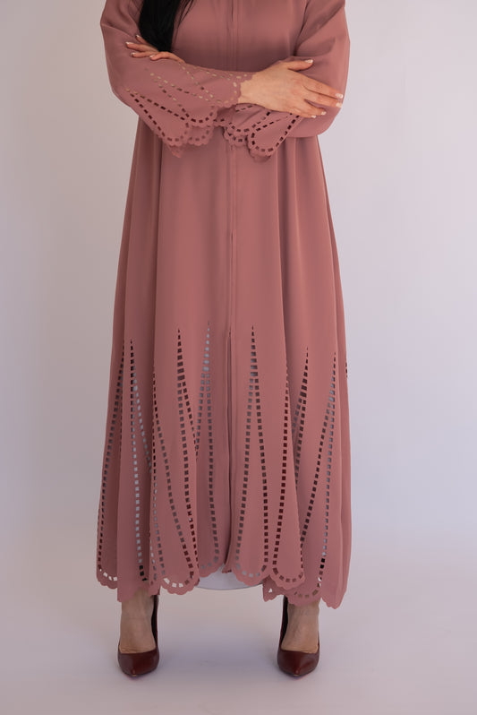 Laser cut pink abaya
