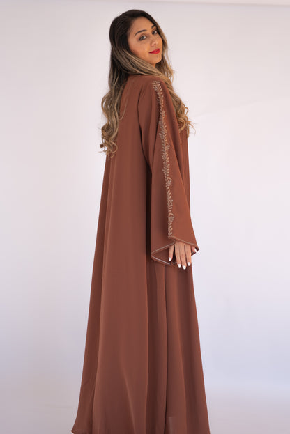 2 Pieces Brown Dubai Abaya With Sheila