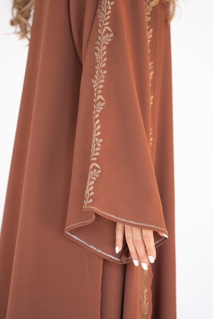 2 Pieces Brown Dubai Abaya With Sheila