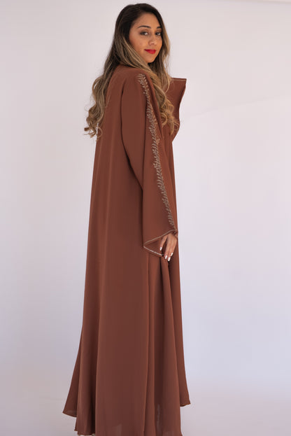2 Pieces Brown Dubai Abaya With Sheila