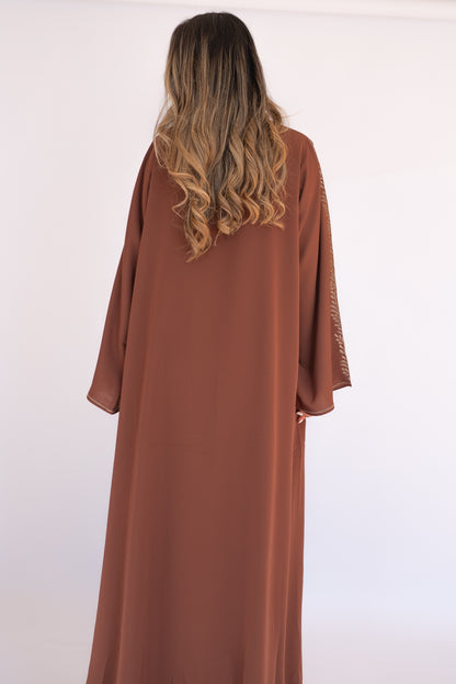 2 Pieces Brown Dubai Abaya With Sheila